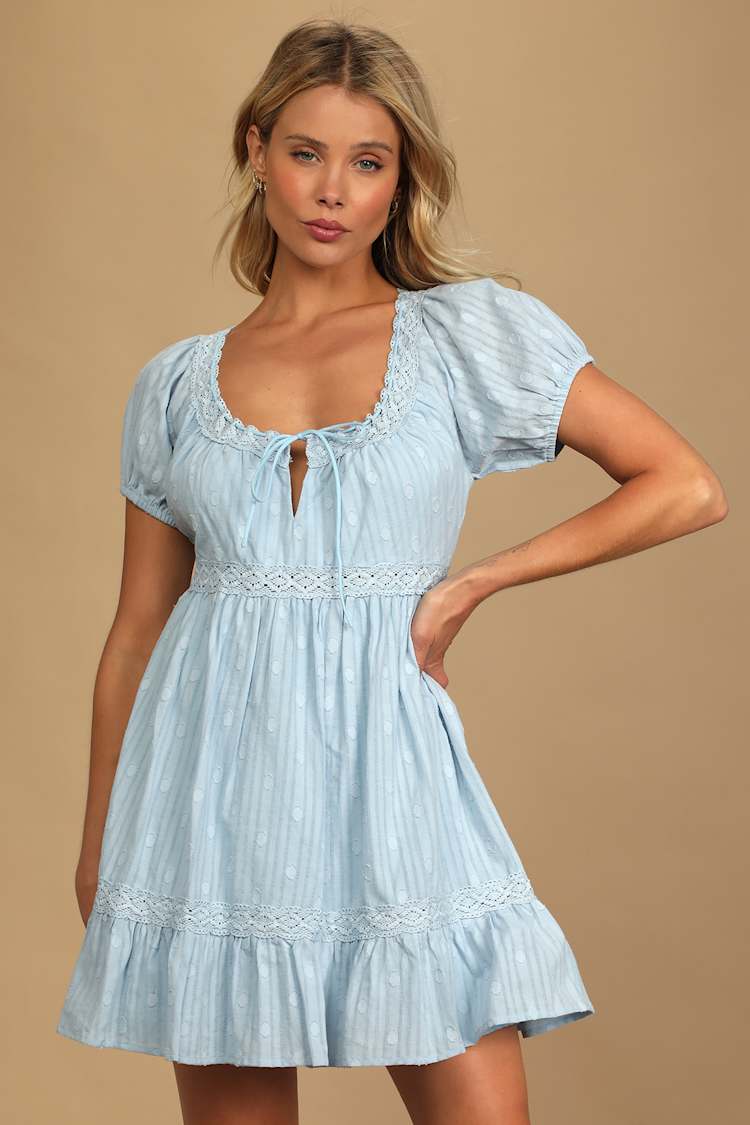 blue tile dream short sleeve mini dress Princess Cinderella blue dress  Asdelia Mae