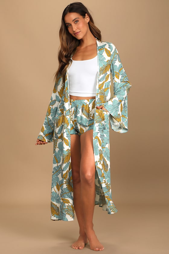 In Paradise White Multi Leaf Print Shorts 3