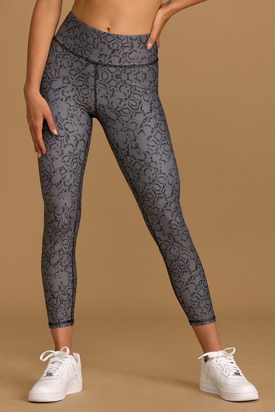 MVP Moves Grey Snake Print High Waisted High Impact Leggings 8