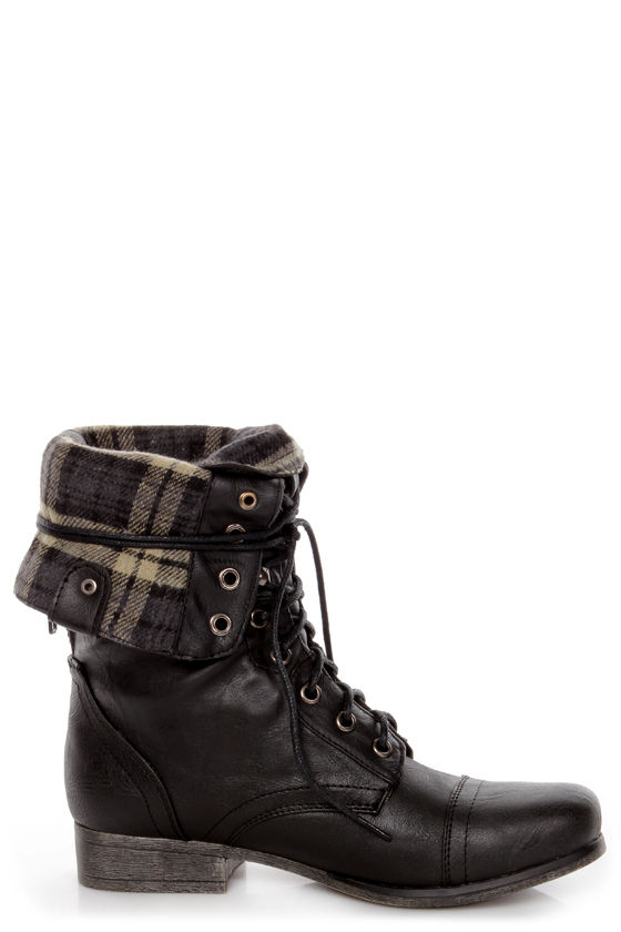 Madden Girl Gemiini Black LaceUp Convertible Combat Boots 69.00