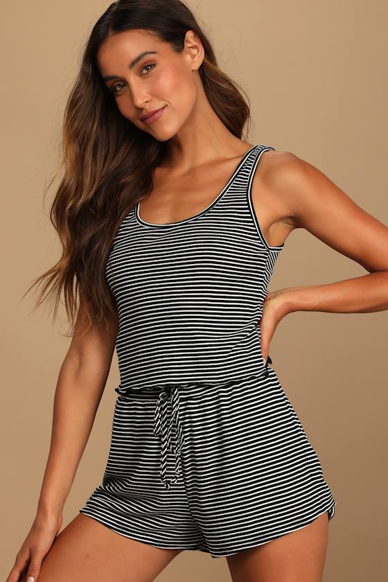 Black Striped Tank Top - Lettuce Hem Tank - Lounge Tank Top - Lulus