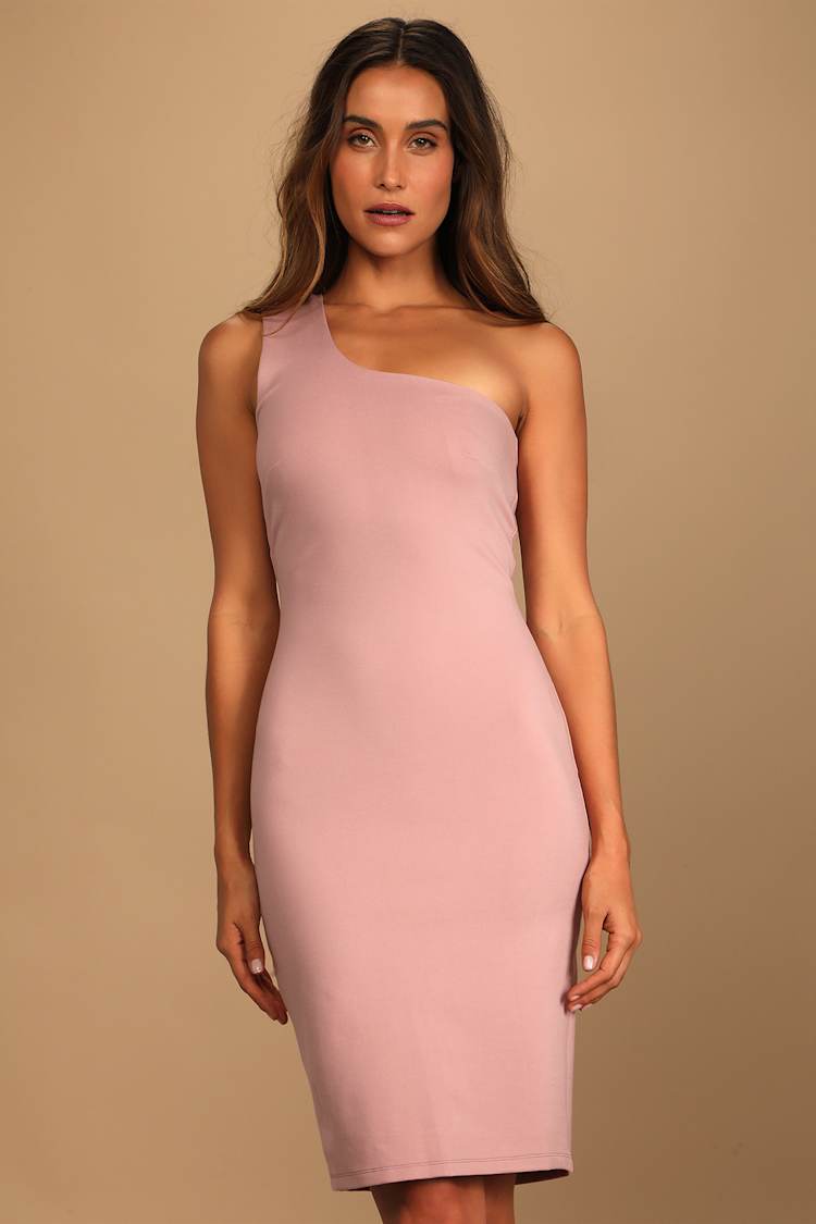 Blush Bodycon Dress - One-Shoulder Dress - Knit Bodycon Dress - Lulus Blush Bodycon Dress - One-Shoulder Dress - Knit Bodycon Dress - Lulus