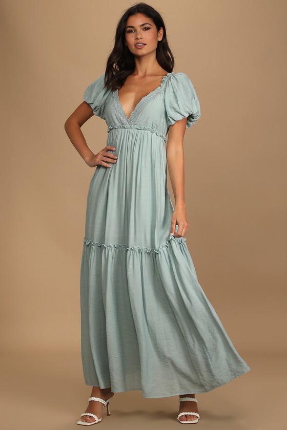 tiered maxi dress with sleeves
