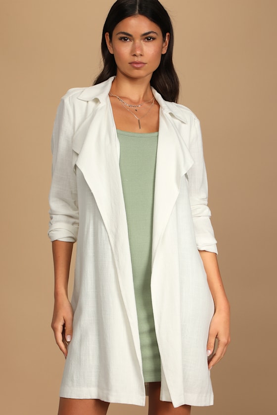 All About Style Ivory Belted Trench Coat 6
