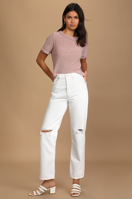 More Than it Seams Mauve Pink Sweater Knit Tee 1