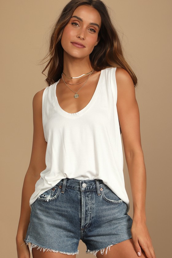 Ribbed White Tank - Ribbed Tank Top - Ribbed Knit Top - Tank Top - Lulus