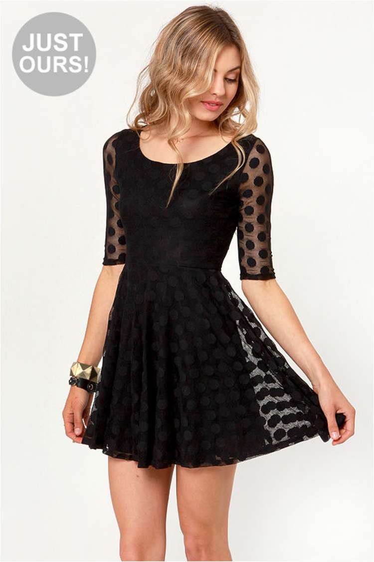 Cute Black Dress - Polka Dot Dress - Lace Dress - $49.00 - Lulus