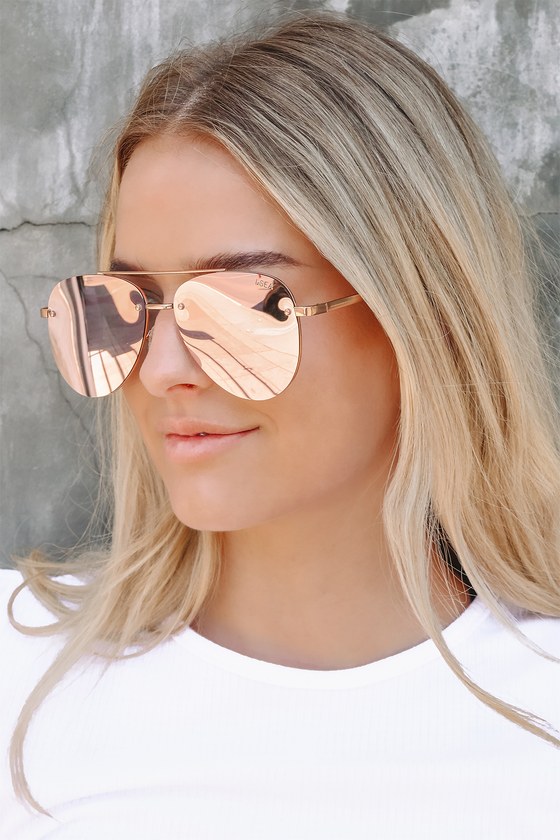 I-Sea River - Rose Gold Sunglasses - Mirrored Aviators - Lulus