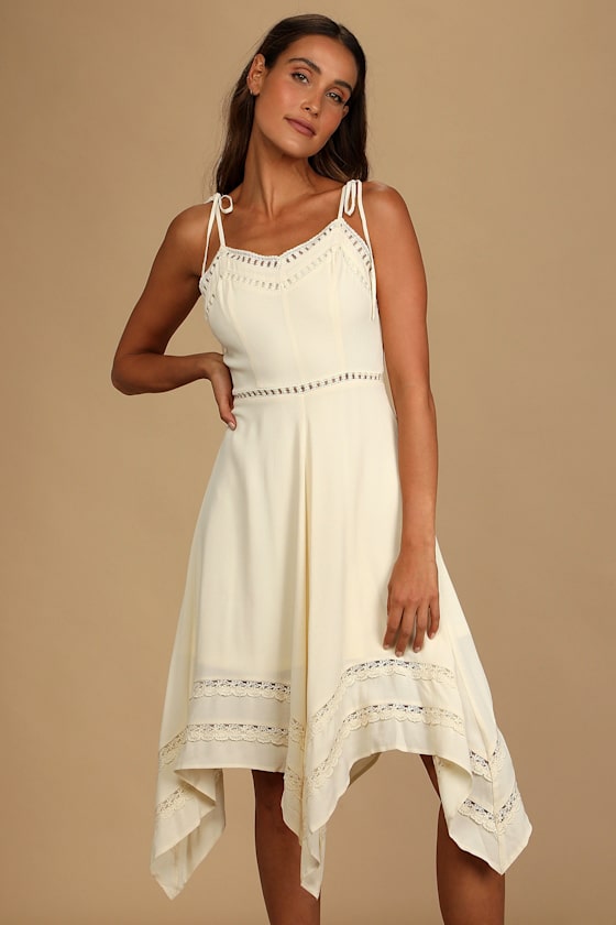 Gelati Embellished Tie Strap Midi Dress Cream