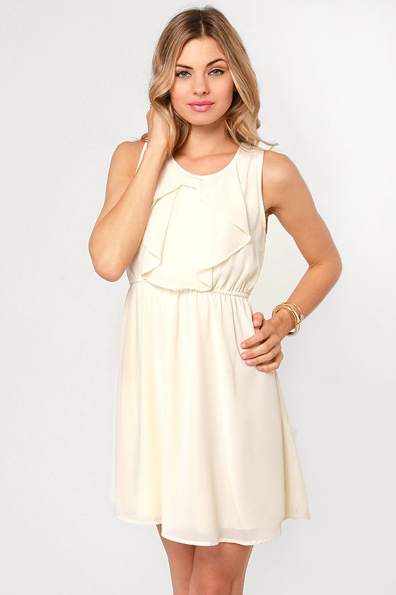 Pretty Cream Dress Sleeveless Dress 38.00 Lulus