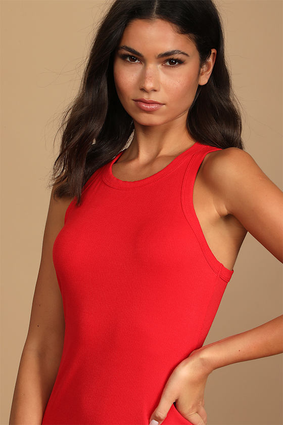 Simply Wonderful Red Ribbed Bodycon Midi Dress 3