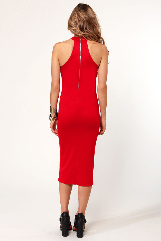Sexy Red Dress - Midi Dress - Halter Dress - $41.00 - Lulus