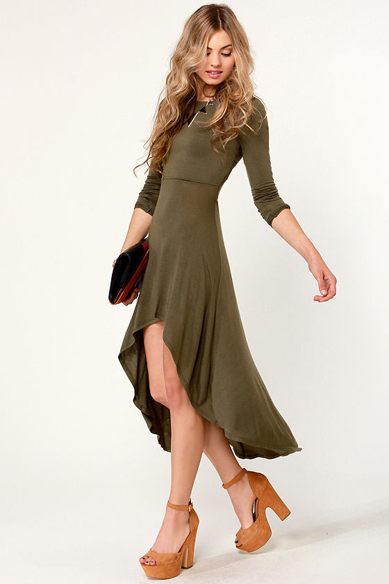 Olive green high clearance low dress