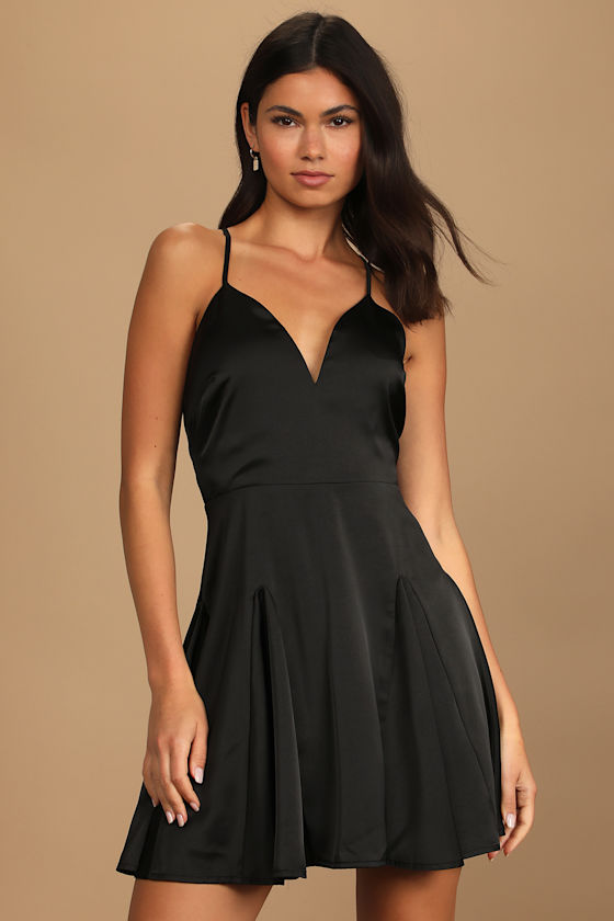 ◆Loulouseoul◆ Prom Slim Satin Mini Dress Black S12721 루루서울(LOULOUSEOUL) Prom Slim Satin Mini Dress (Black