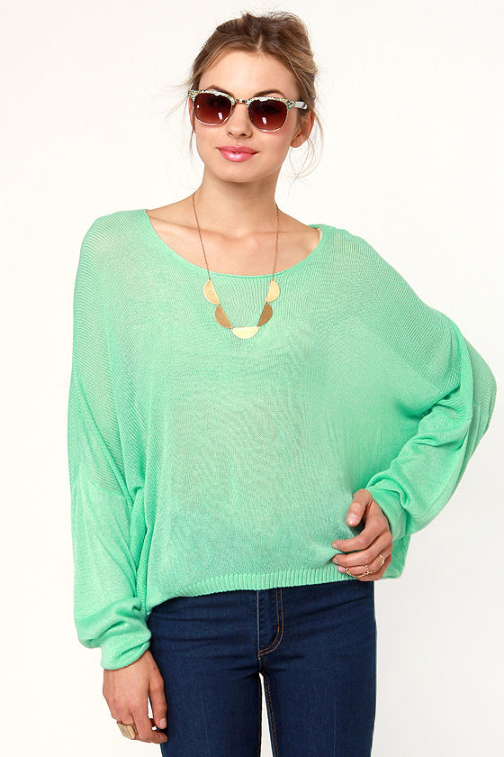 Pretty Mint Green Sweater - Oversized Sweater - Dolman Sweater - $40.00 ...
