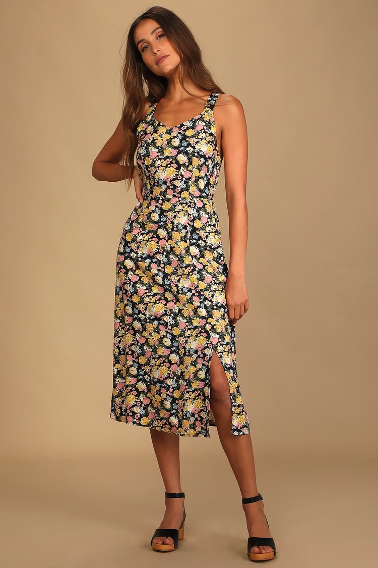 werkplaats inrichting over Vero Moda Simply Easy Dress - Floral Print Dress - Midi Dress - Lulus