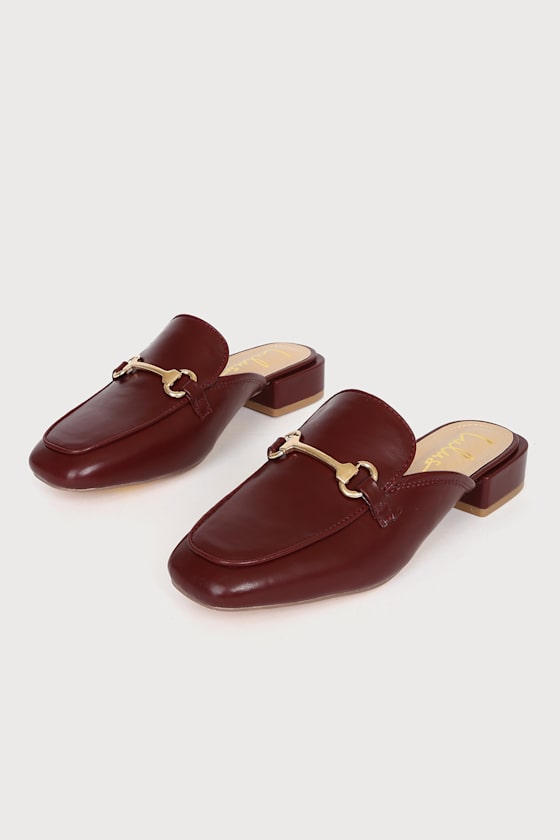 Burgundy Loafers - Loafer Mules - Loafer Slides - Slide-On Loafer - Lulus