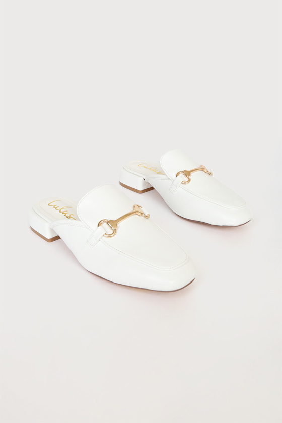 white slide on loafers