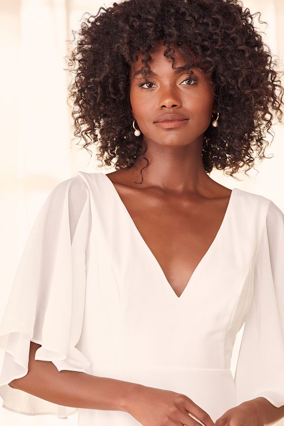 Forever Began Today White Flutter Sleeve Maxi Dress 5