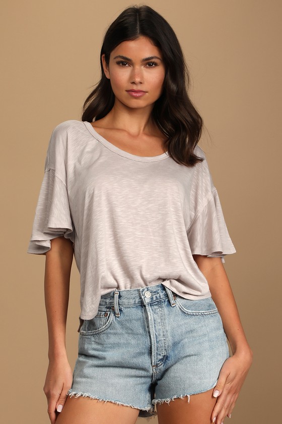 Taupe Tee - Scoop Neck T-Shirt - Short Sleeve Top - Women's Tops - Lulus