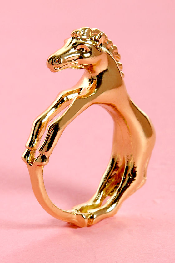 Girls and Horses Gold Horse Ring