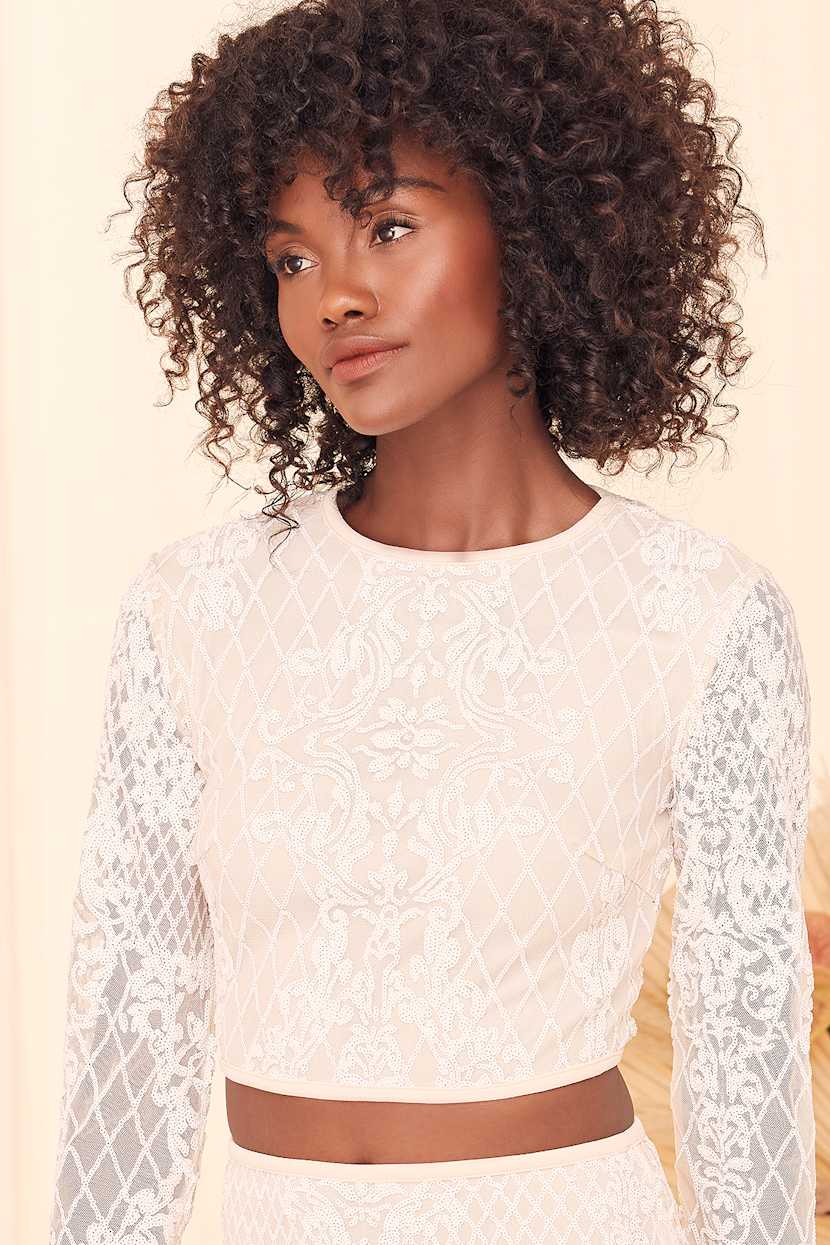 Sequin 2-Piece Dress - White 2-Piece Dress - Sequin Dress - Lulus