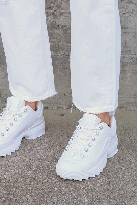 Disruptor Zero Pearl White Leather Chunky Sneakers 5