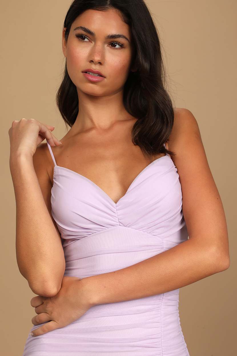 Lavender Bodycon Dress - Ruched Mini Dress - Ruched Bodycon Dress - Lulus