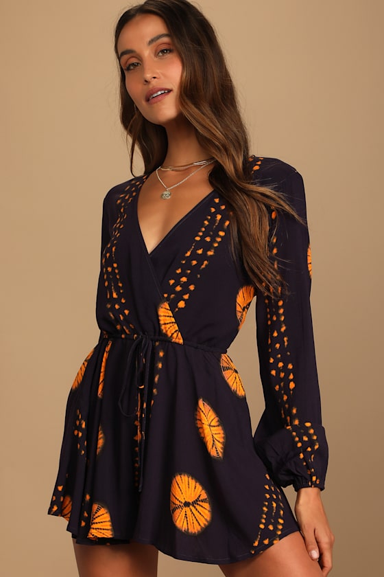 Dark Purple Romper TieDye Romper Woven Romper Lulus