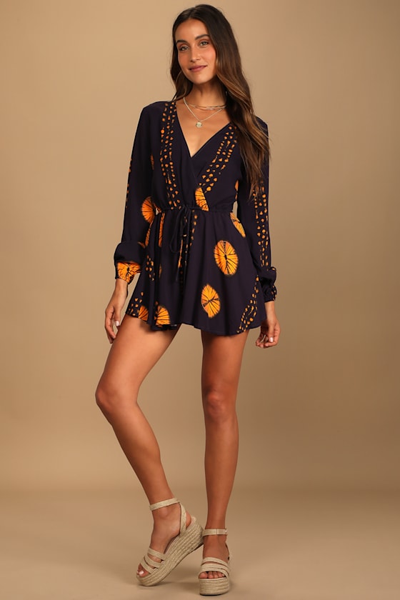 Adventuresome Dark Purple Tie-Dye Long Sleeve Romper 2