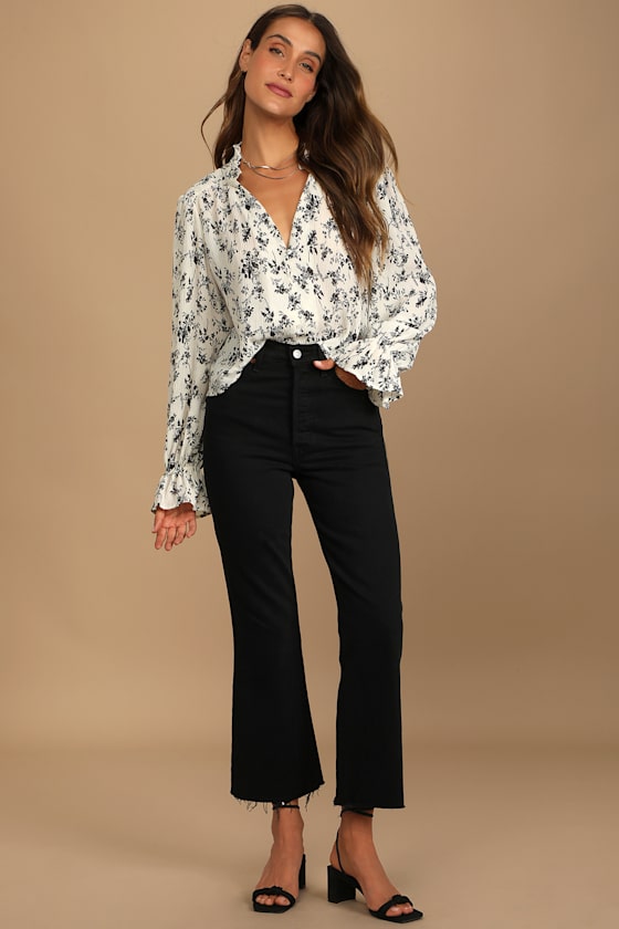Keep Things Classy Beige Floral Print Button-Up Long Sleeve Top - thumbnail 3