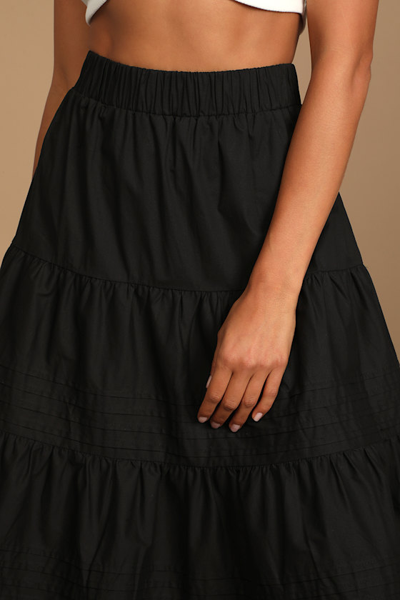 Perfect Intentions Black Tiered Midi Skirt 5
