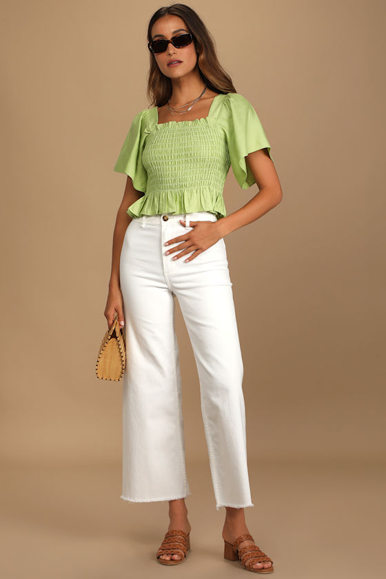 Your Sunshine Light Green Smocked Flutter Sleeve Top 4