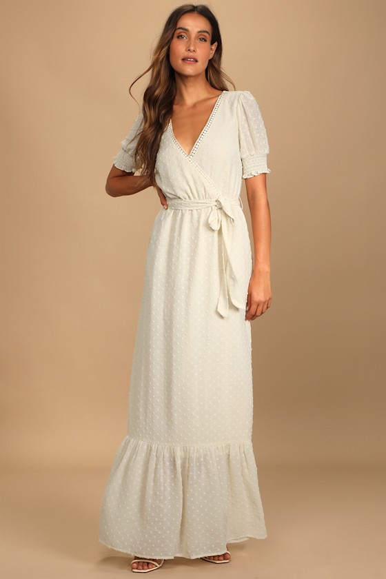 Falling Into You Cream Swiss Dot Tiered Maxi Dress 5