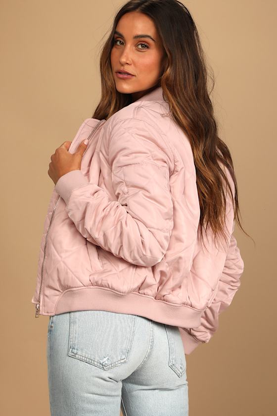 Style Expedition Blush Pink Quilted Bomber Jacket 6