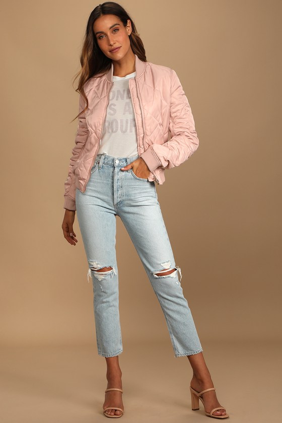 Blush pink bomber clearance jacket