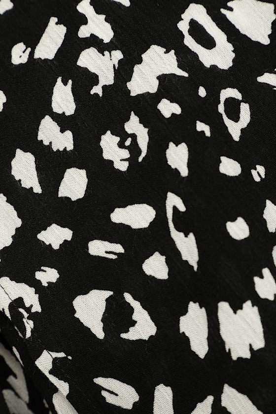 Yana Black and White Leopard Print Tie-Front Shorts - thumbnail 5