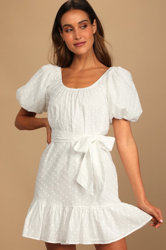 Clothing : Mini Dresses : 'Elsie' White Puff Sleeve Corset Dress | Bandage dress bodycon, Mini 