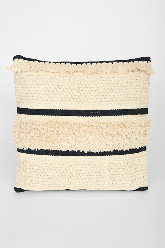 Beige and Black Pillow Cover Woven Pillow Cover Boho Pillows Lulus