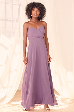 Lavender Maxi Dress - Chiffon Dress - Strapless Bridesmaid Dress - Lulus Lavender Maxi Dress - Chiffon Dress - Strapless Bridesmaid Dress - Lulus