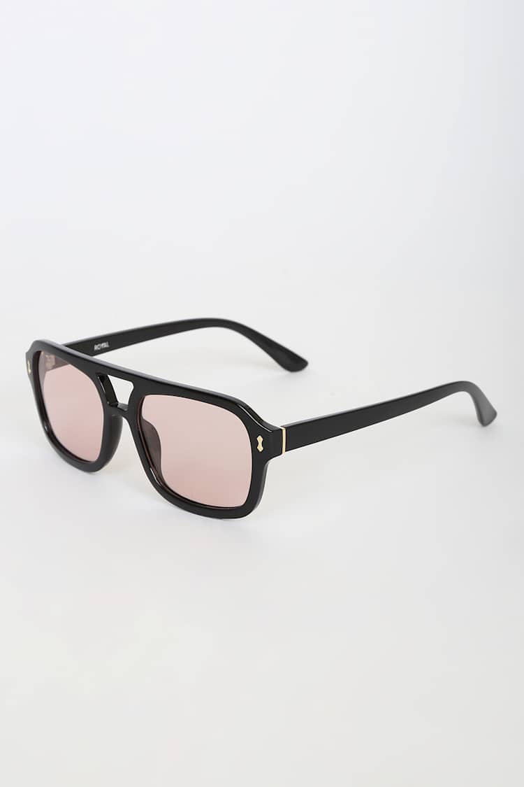Royal Black Aviator Sunglasses