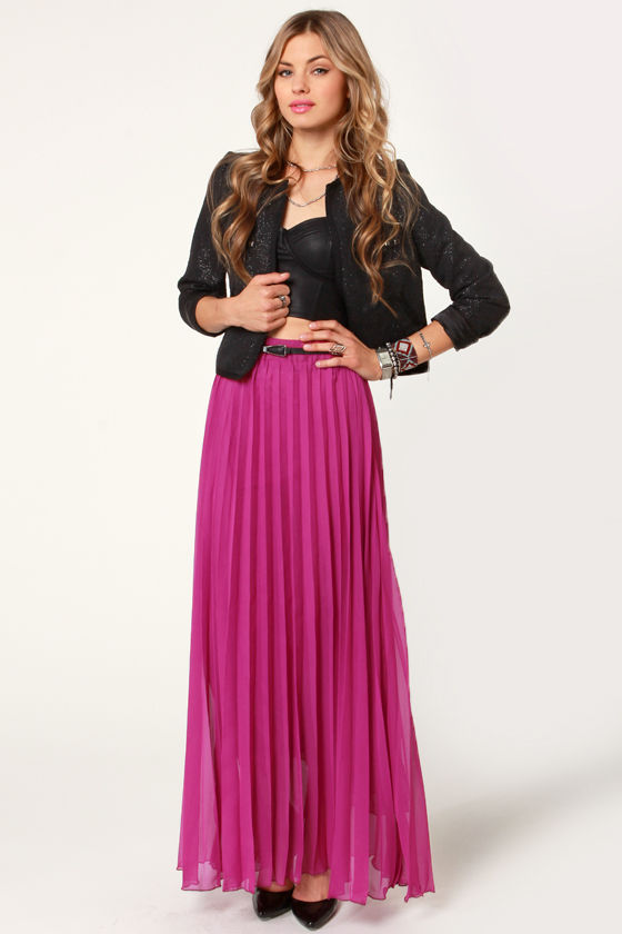 fuschia maxi skirt