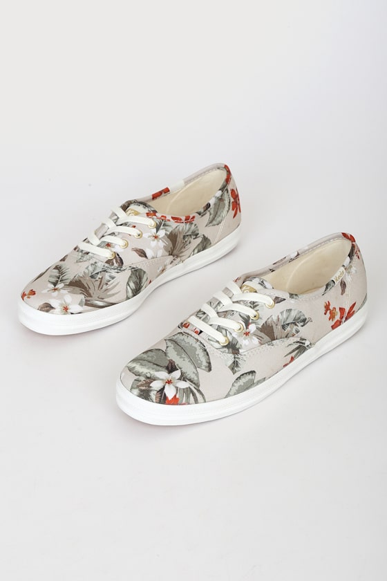 Champion Cream Tropical Print Sneakers 1