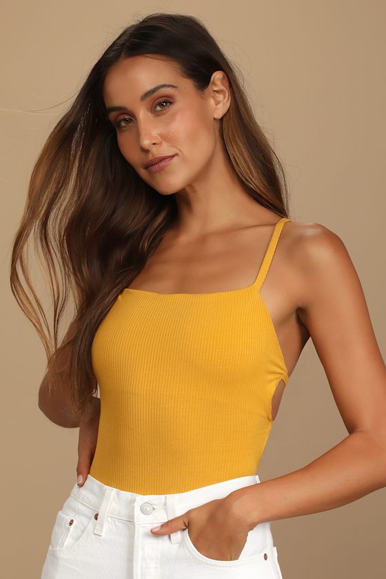 Sexy Yellow Bodysuit Strappy Bodysuit Backless Bodysuit Lulus
