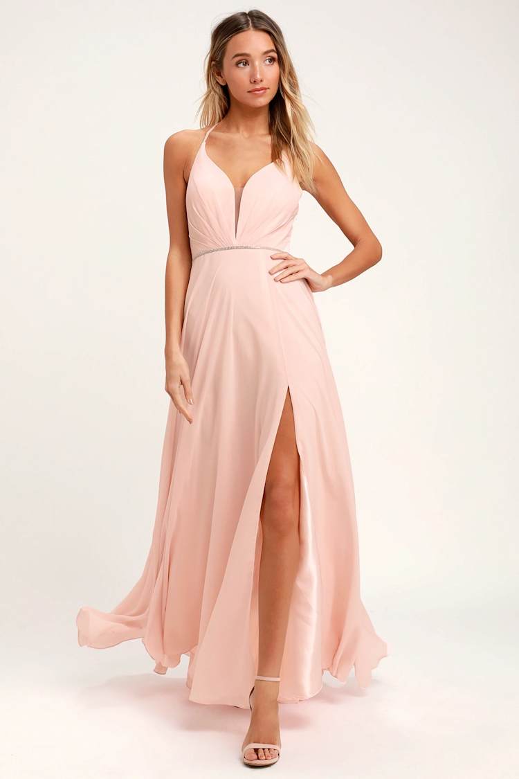 strapless open back dress Poly USA 9282 Fitted Rhinestone Beaded Sleeveless Slit Gown main image 0
