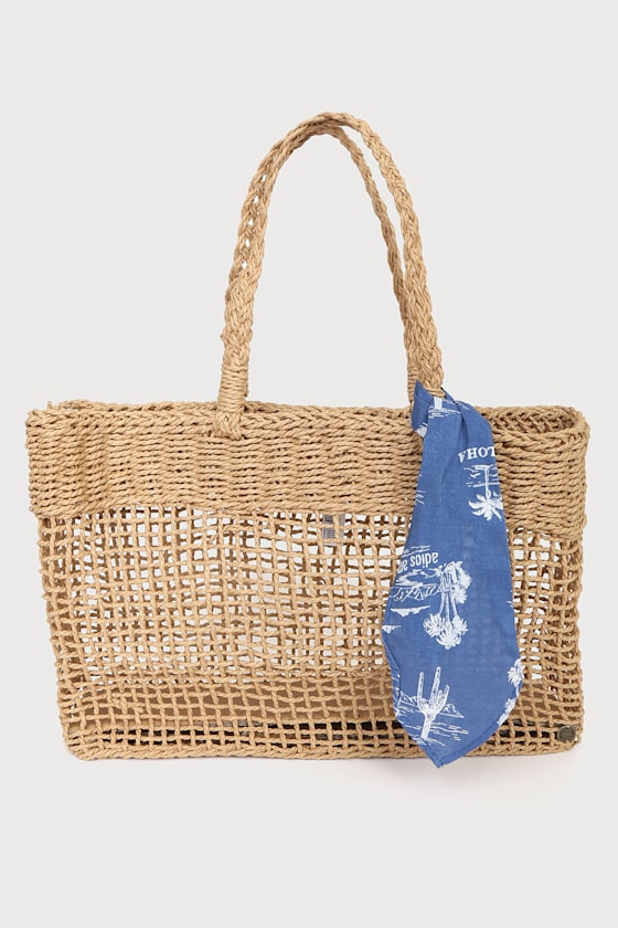 Sea Thru Beige Straw Tote Bag 2