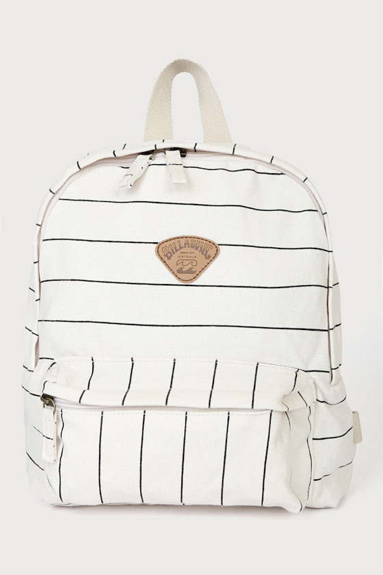 Mini Mama White Striped Canvas Backpack 2