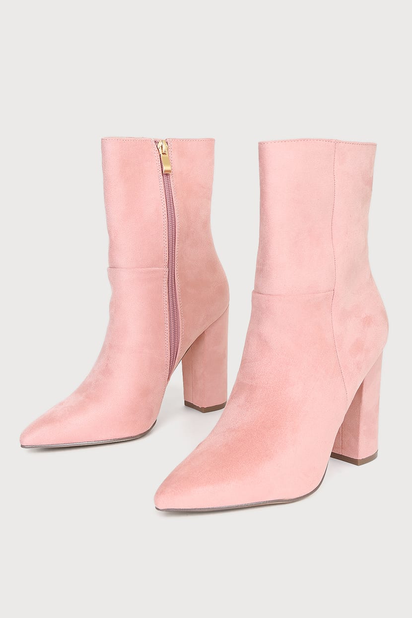 pink suede boots for womens