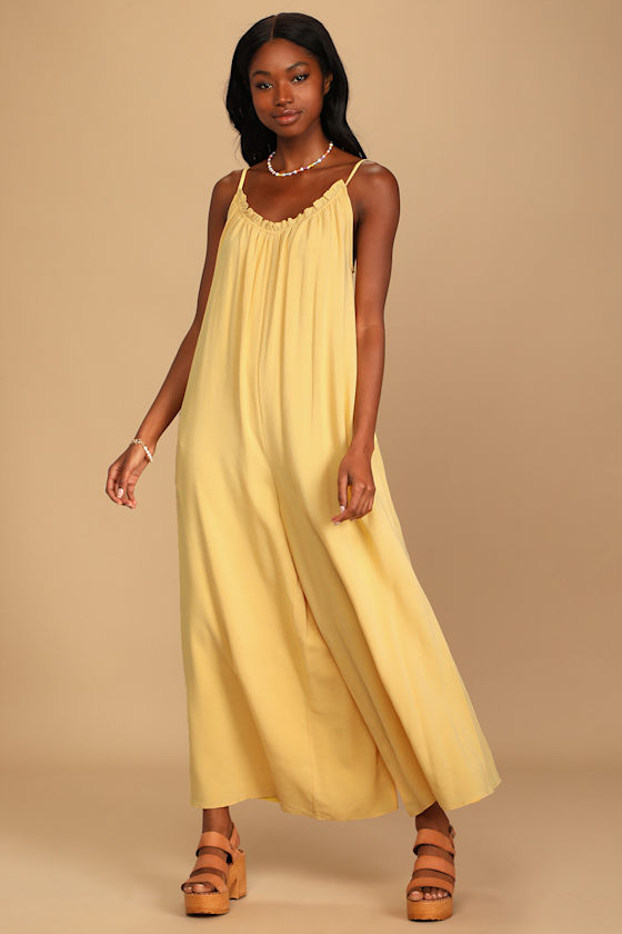 Beautifully Breezy Yellow Sleeveless Wide-Leg Jumpsuit 4