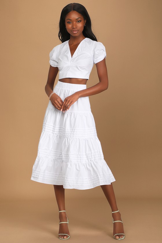 White Top - Puff Sleeve Top - Crop Top - Cotton Poplin Top - Lulus